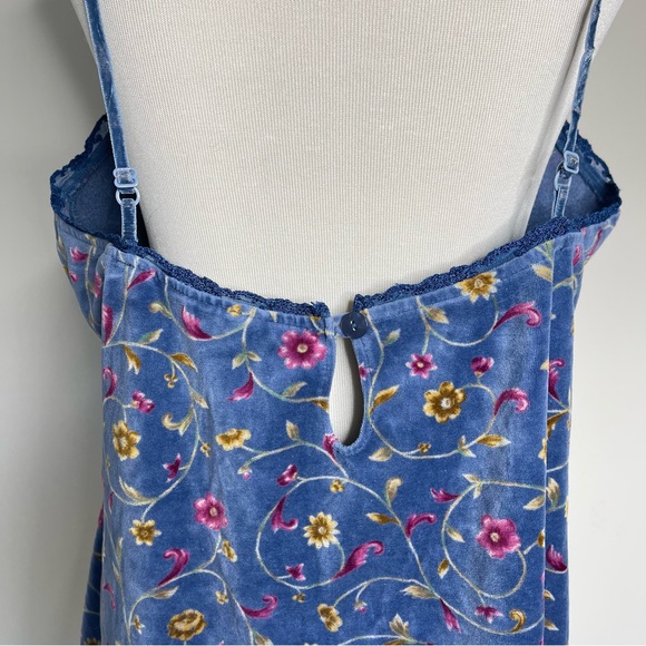 Vintage Victorias Secret Country Velour Velvet Ditsy Floral Lace Trim Tank Top - Picture 10 of 17